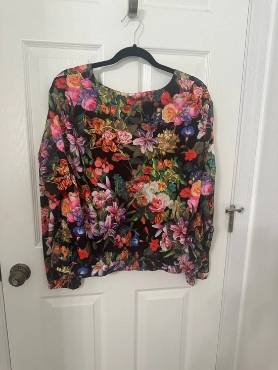 Baccini Black Floral Zip Bomber Jacket - Picture 3 of 6